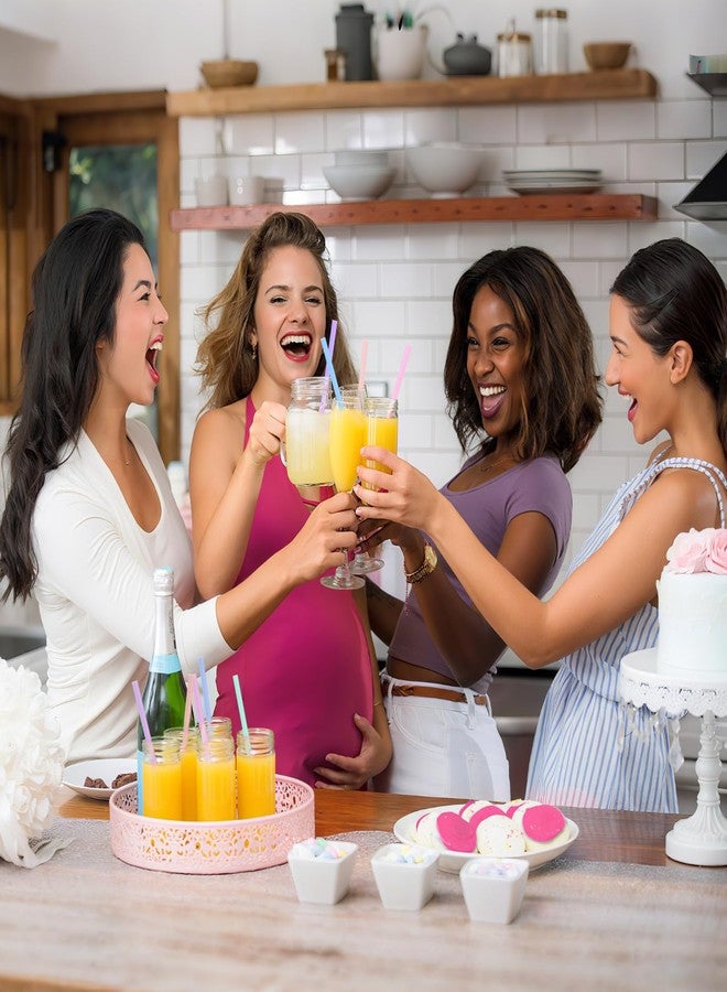 ONEYIM [100 Pcs] Colorful Disposable Plastic Drinking Straws - 8.26" Long & 0.24" Diameter Cute Straws for Juice,Coffee,Milk,Cocktail, Ideal for Bachelorette Party, Birthday Party, Bridal Shower, Baby Shower - Image 5